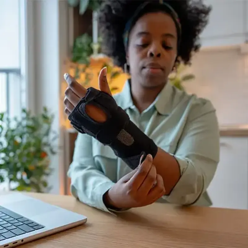 woman wearing brace on her wrist