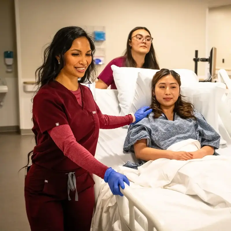 Nurses wheel patient to surgery