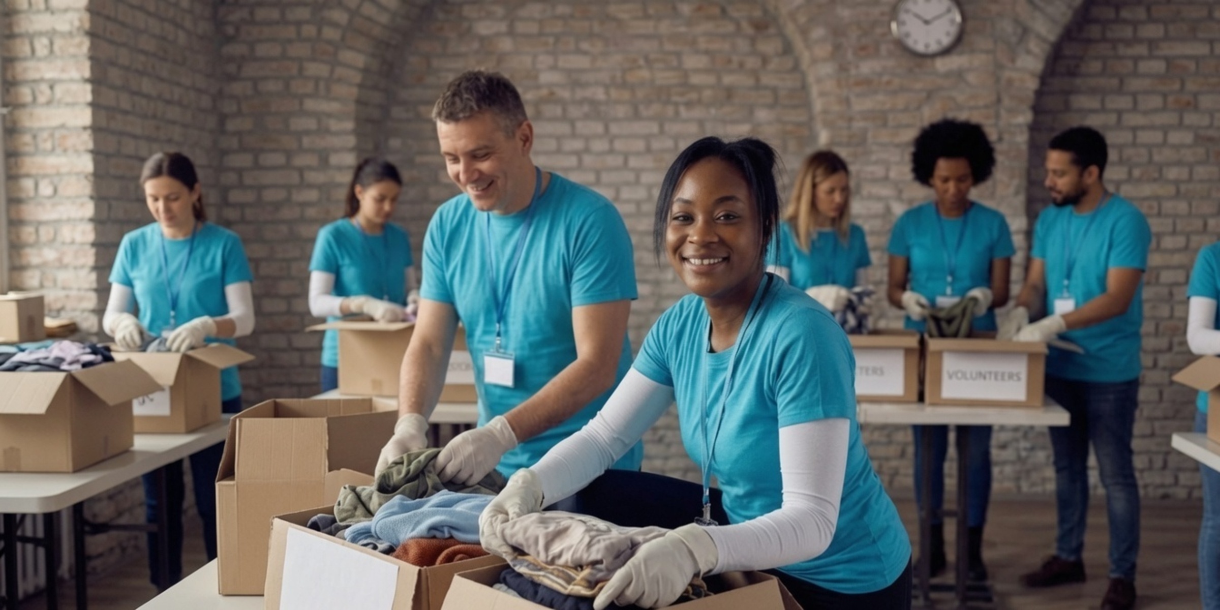 Volunteer packs up clothes