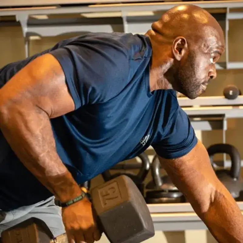 Patient lifts weights