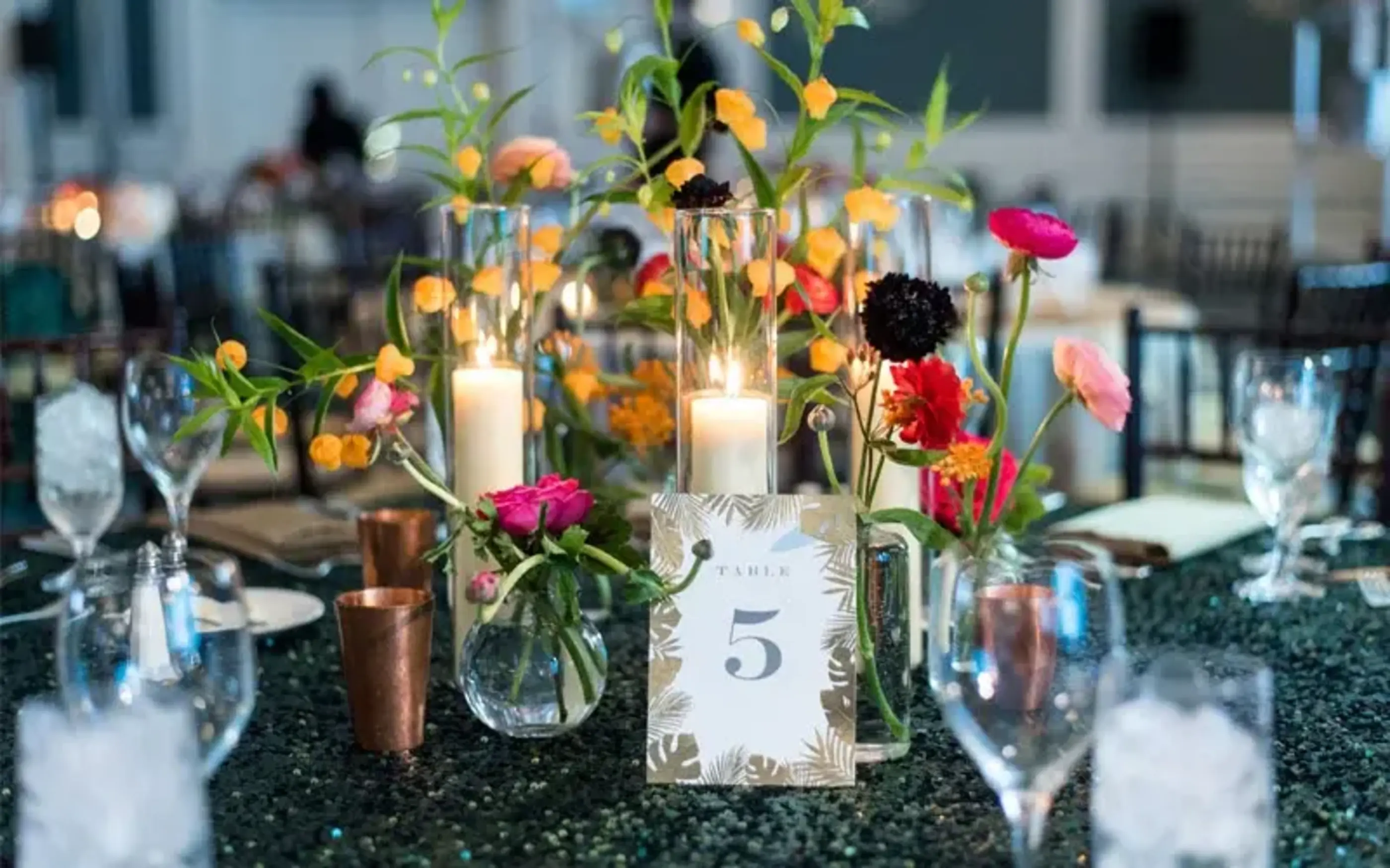 Gala centerpiece on table