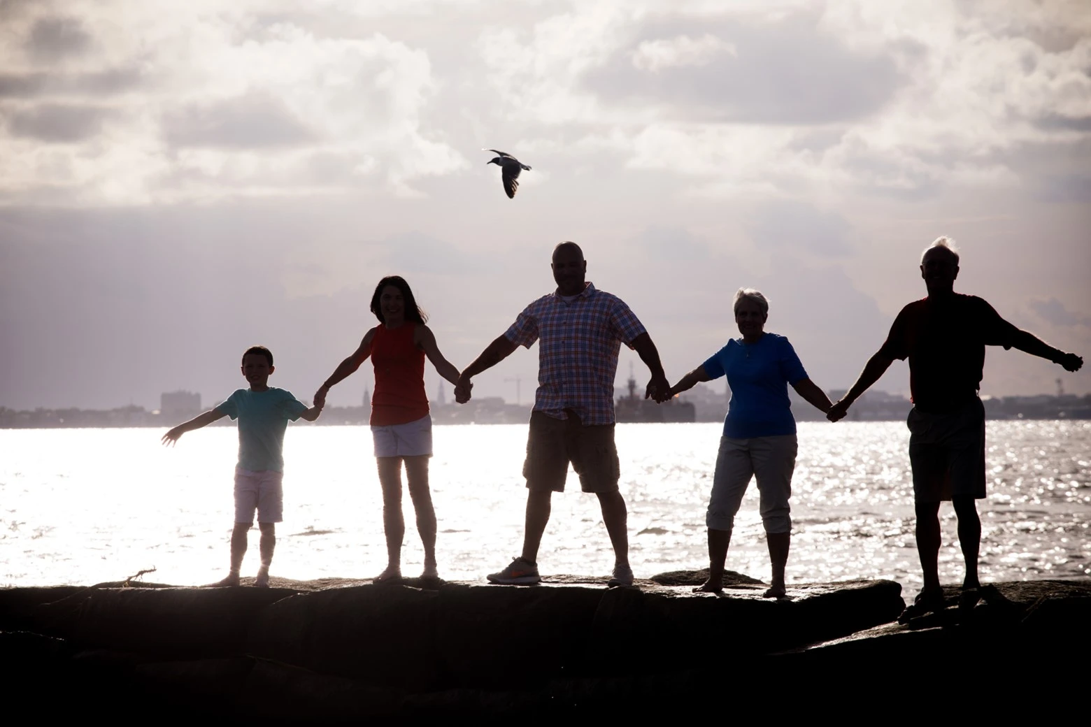 Family on beach