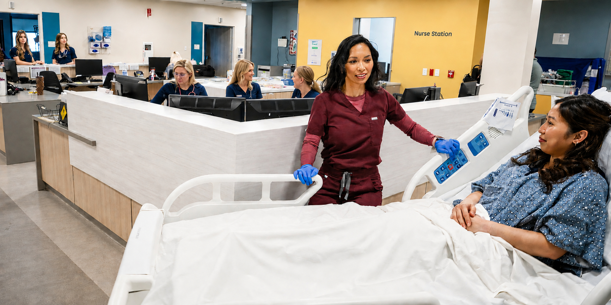 Nurse wheels patient to surgery