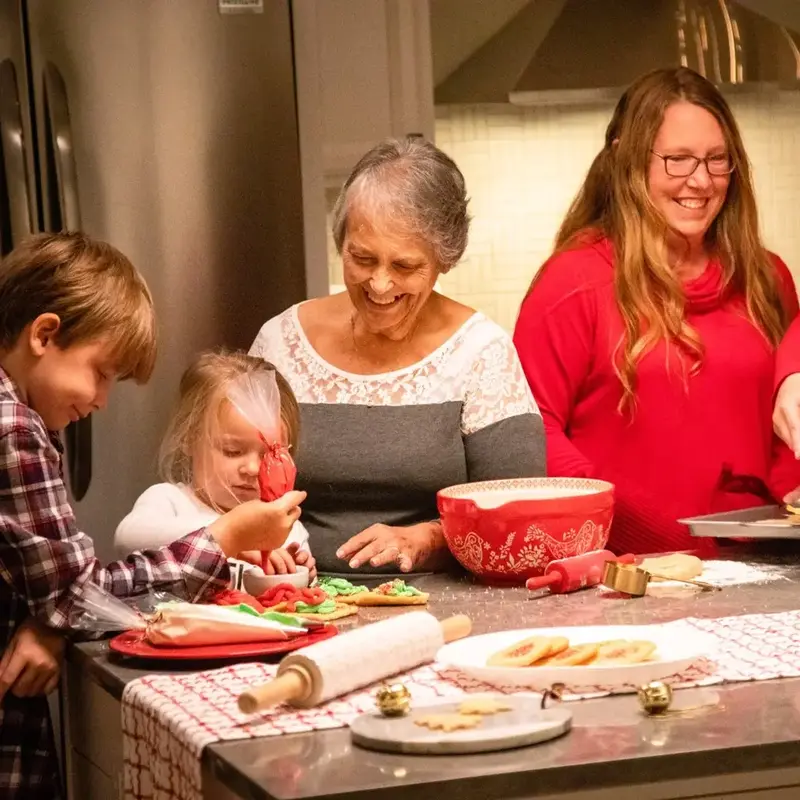 Family baking together