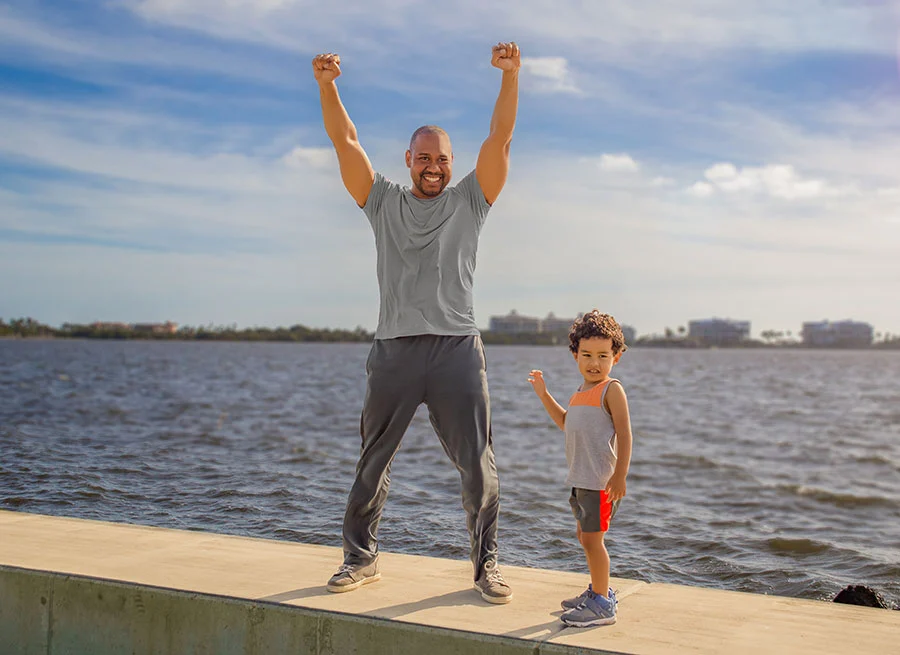 Latino dad and son