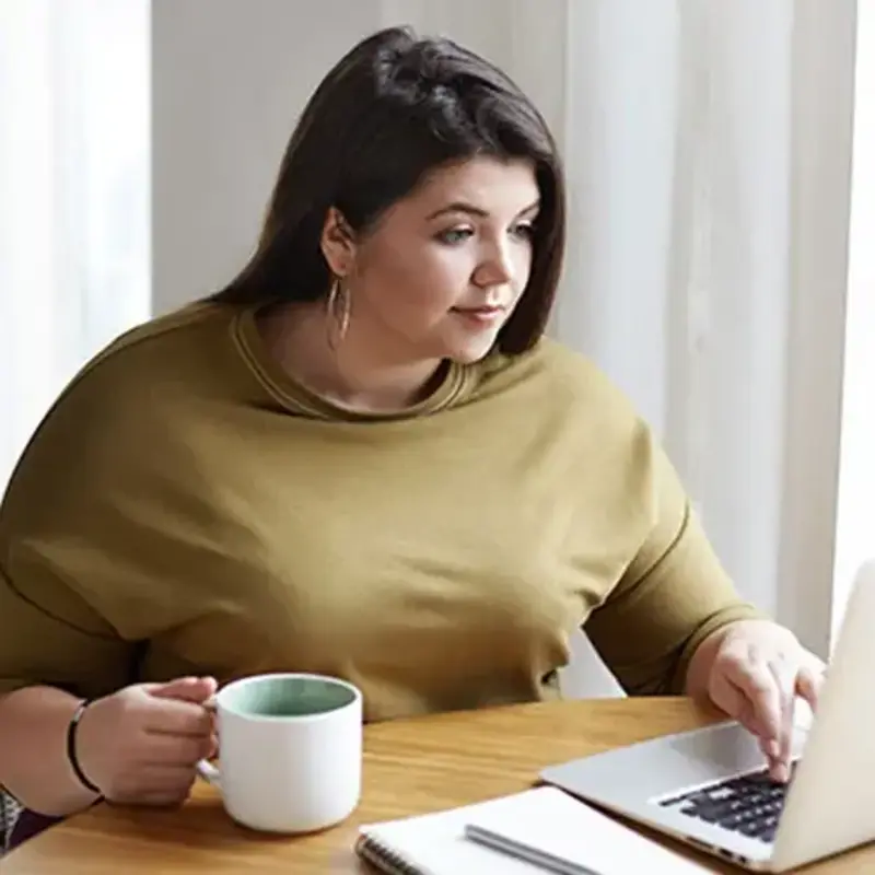 Woman uses computer