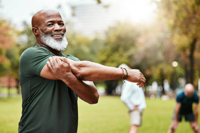 man stretching