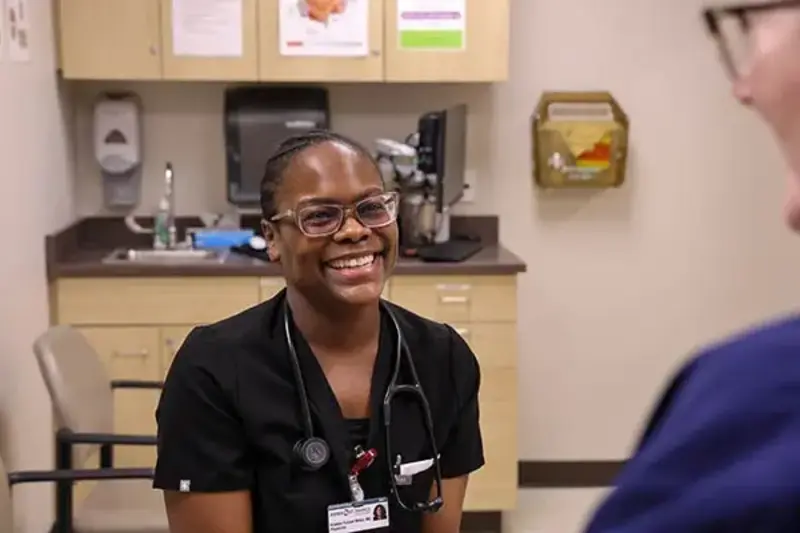 Dr. Kristen Miller with patient