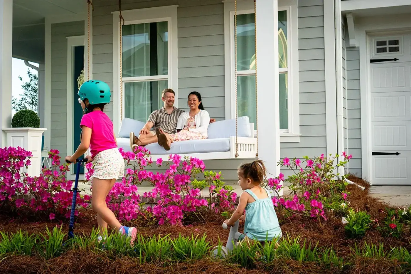 Family enjoying outside