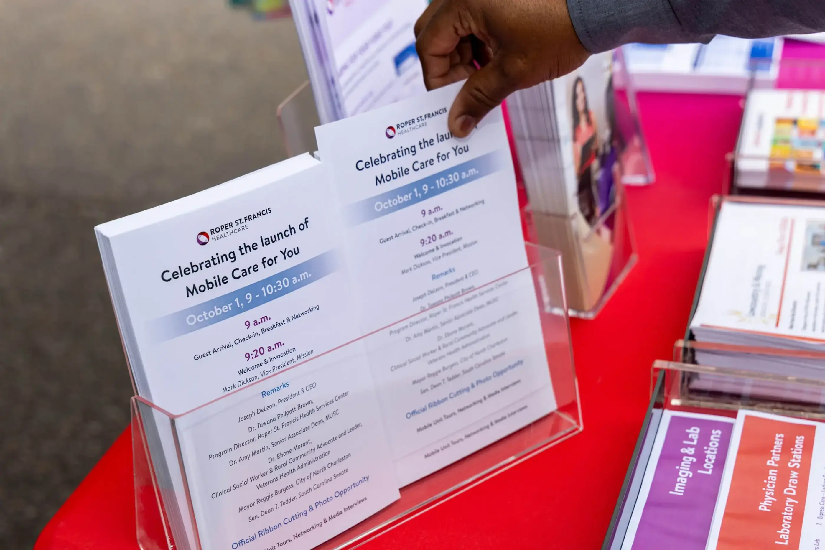 mobile care for you flyers at table