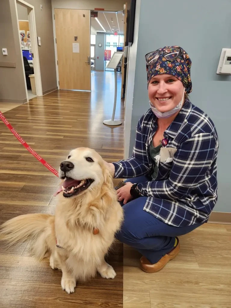 therapy dog with nurse
