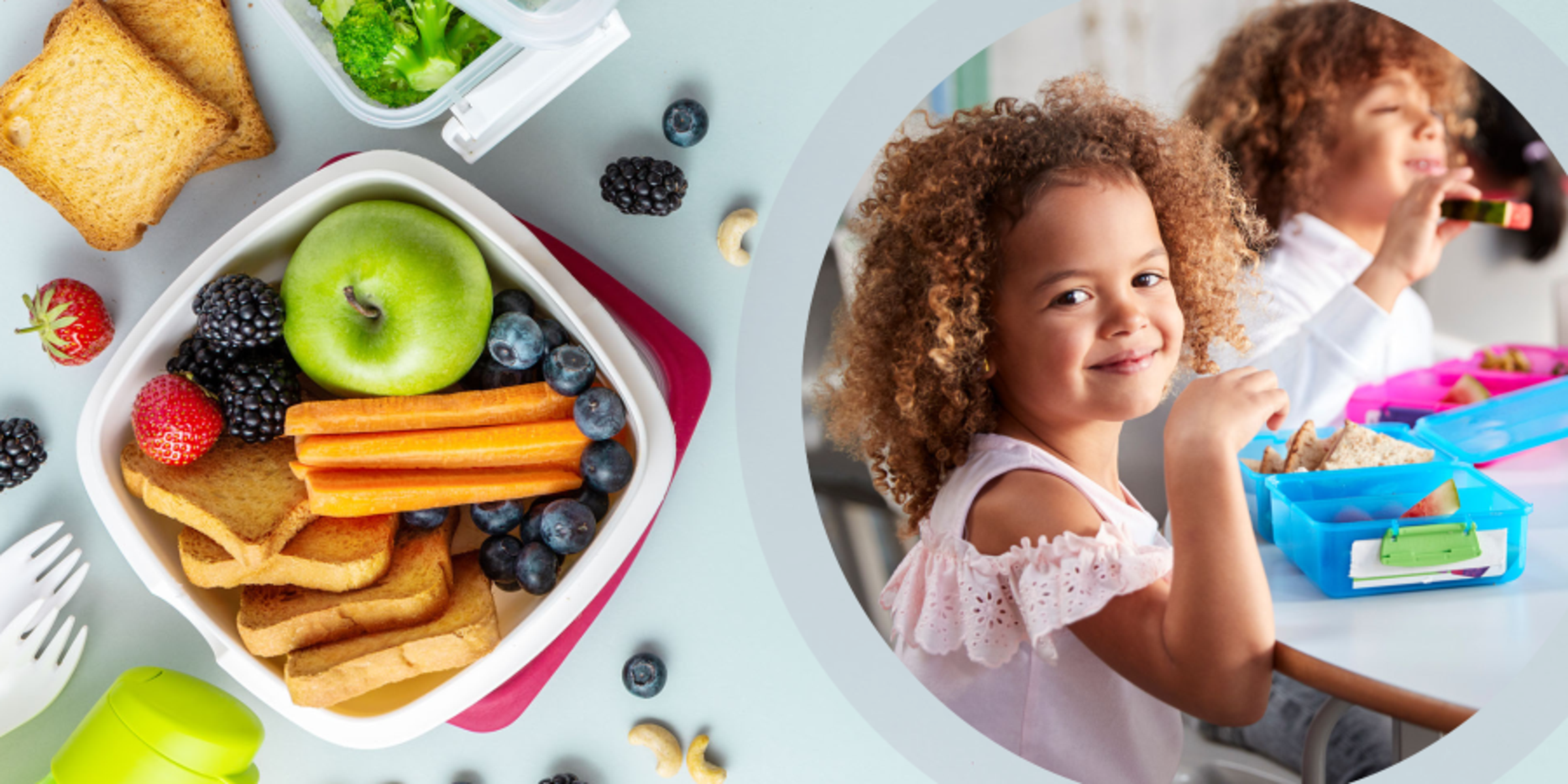 kids eating a healthy school lunch