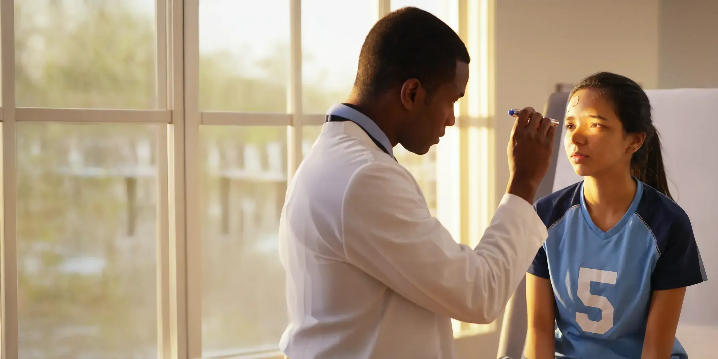 doctor examining student athlete