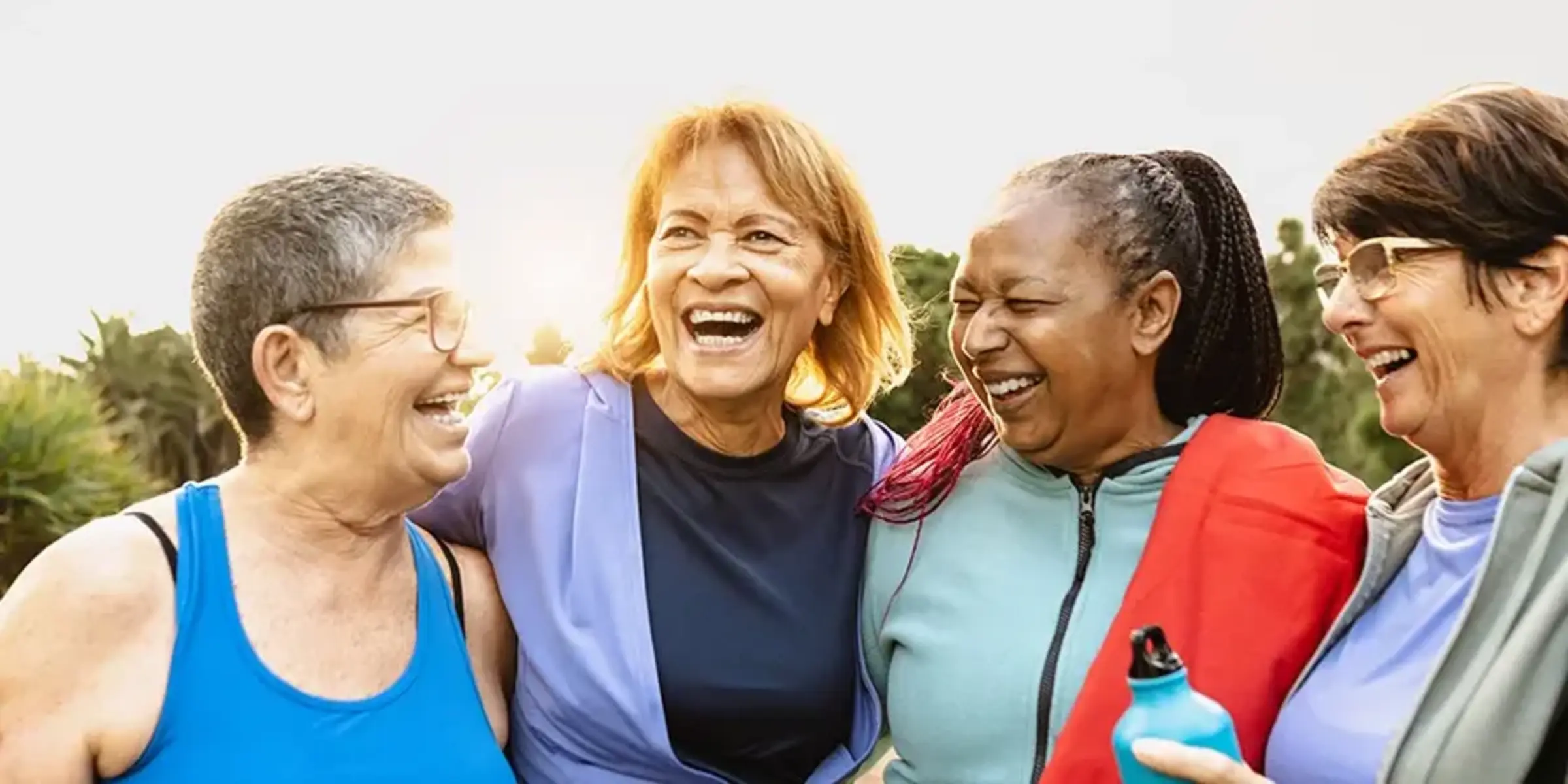 Happy senior women having fun after workout exercise