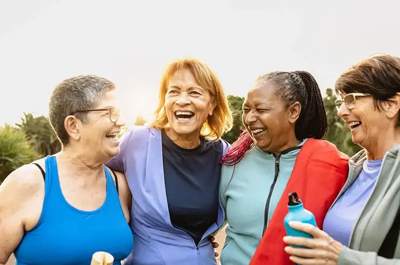 Happy senior women having fun after workout exercise