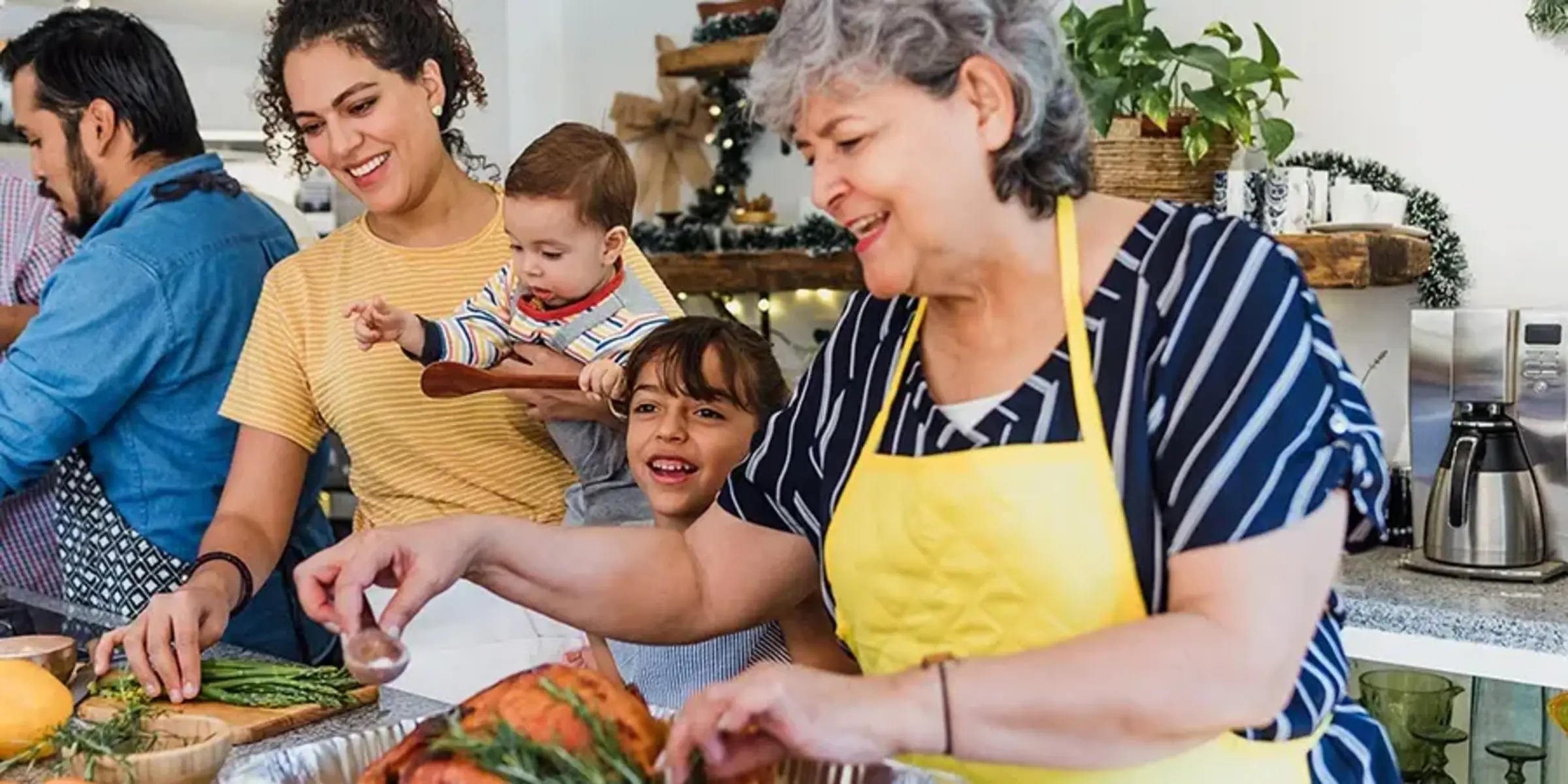 Latin family cooking holiday dinner