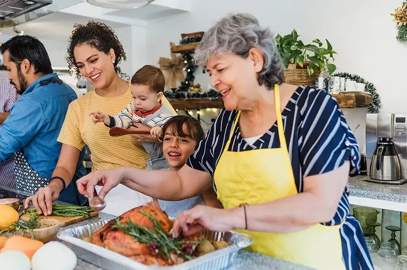 Latin family cooking holiday dinner