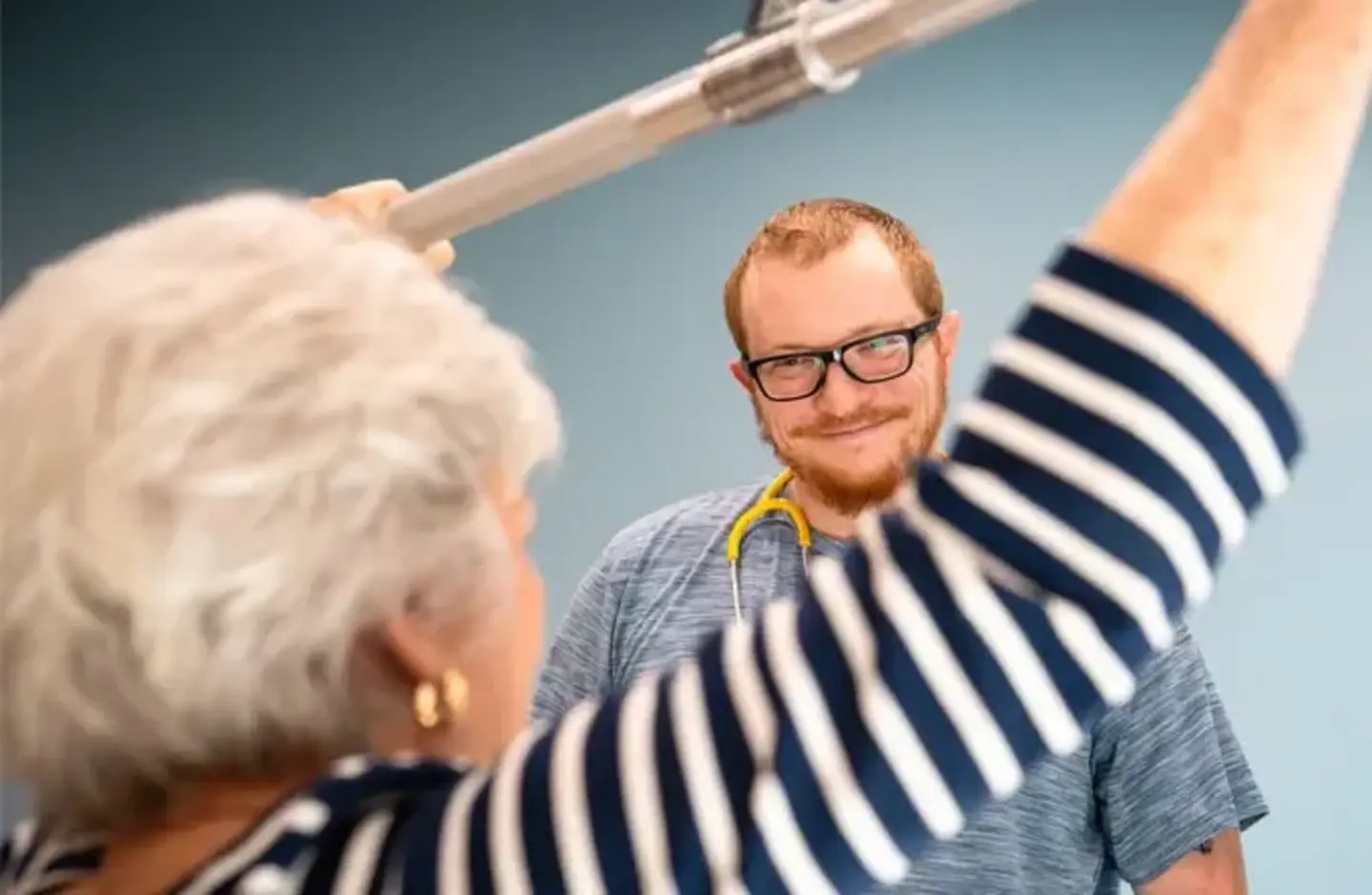 Physical therapist with patient