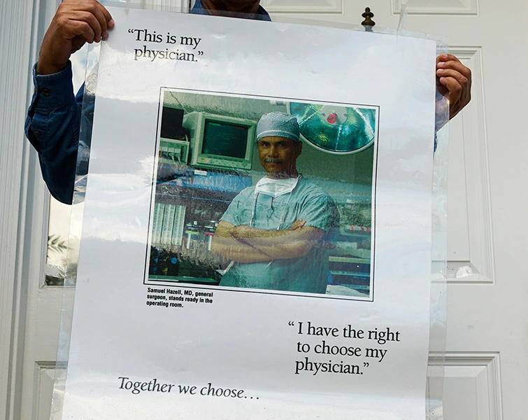 close up of right to choose physician poster