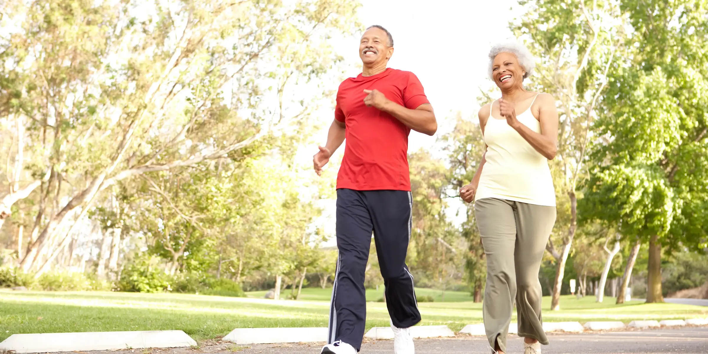 Two people jogging