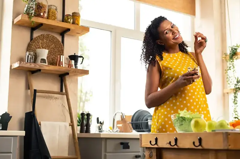 pregnant woman in kitchen