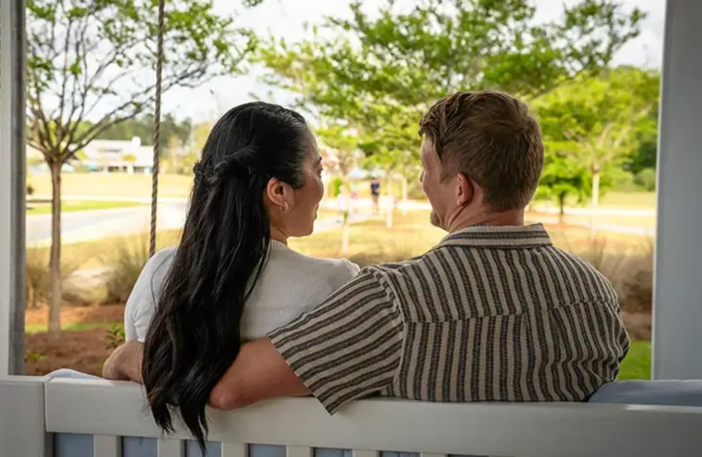 couple on porch swing