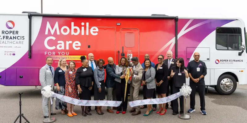 Health Services mobile unit ribbon cutting