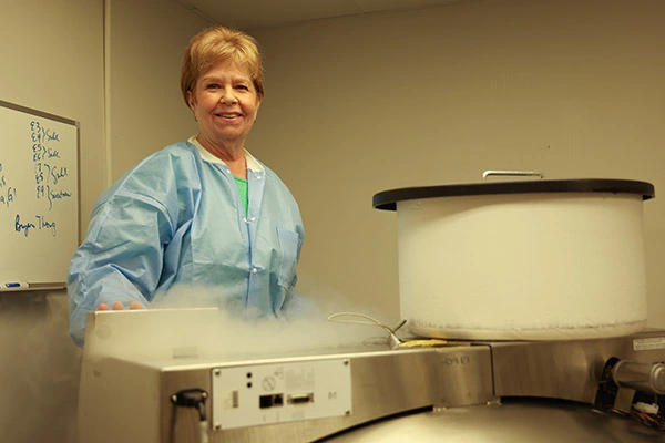 Sandy Grace in the lab at Roper St. Francis Healthcare
