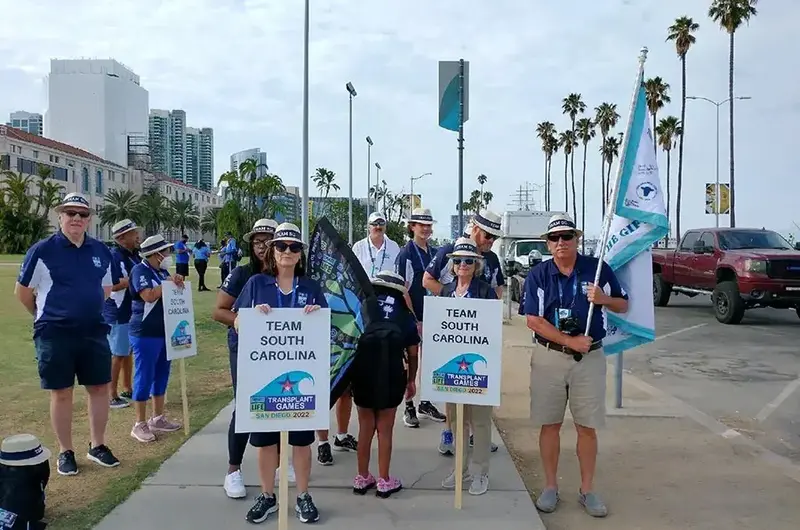 Susan and her husband at transplant games