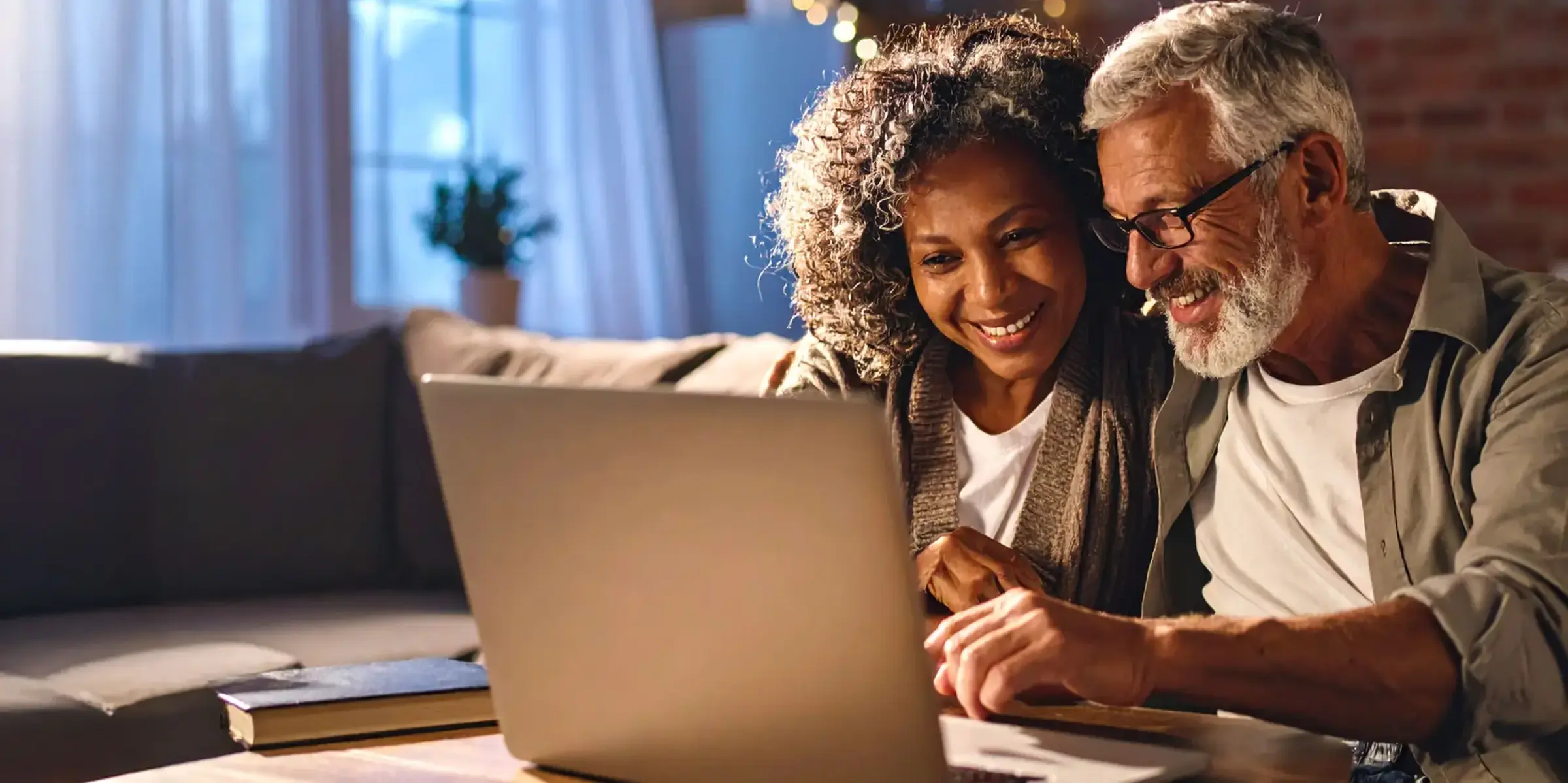 Couple use computer