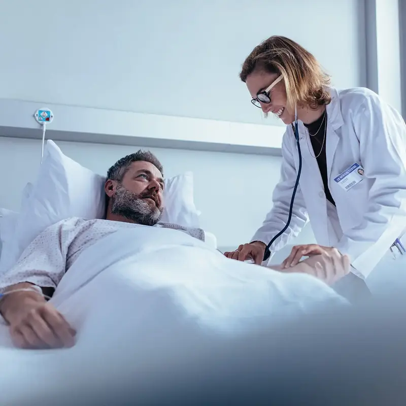 man recovering after surgery