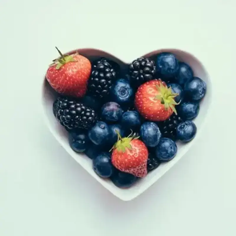 Fruit in a heart shaped bowl
