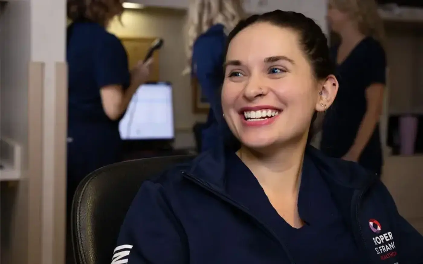 Emergency nurse smiles