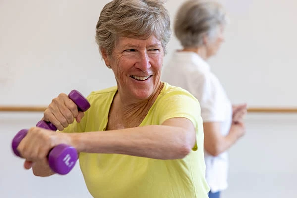 Lois Ruggiero working out at Waring Senior Center