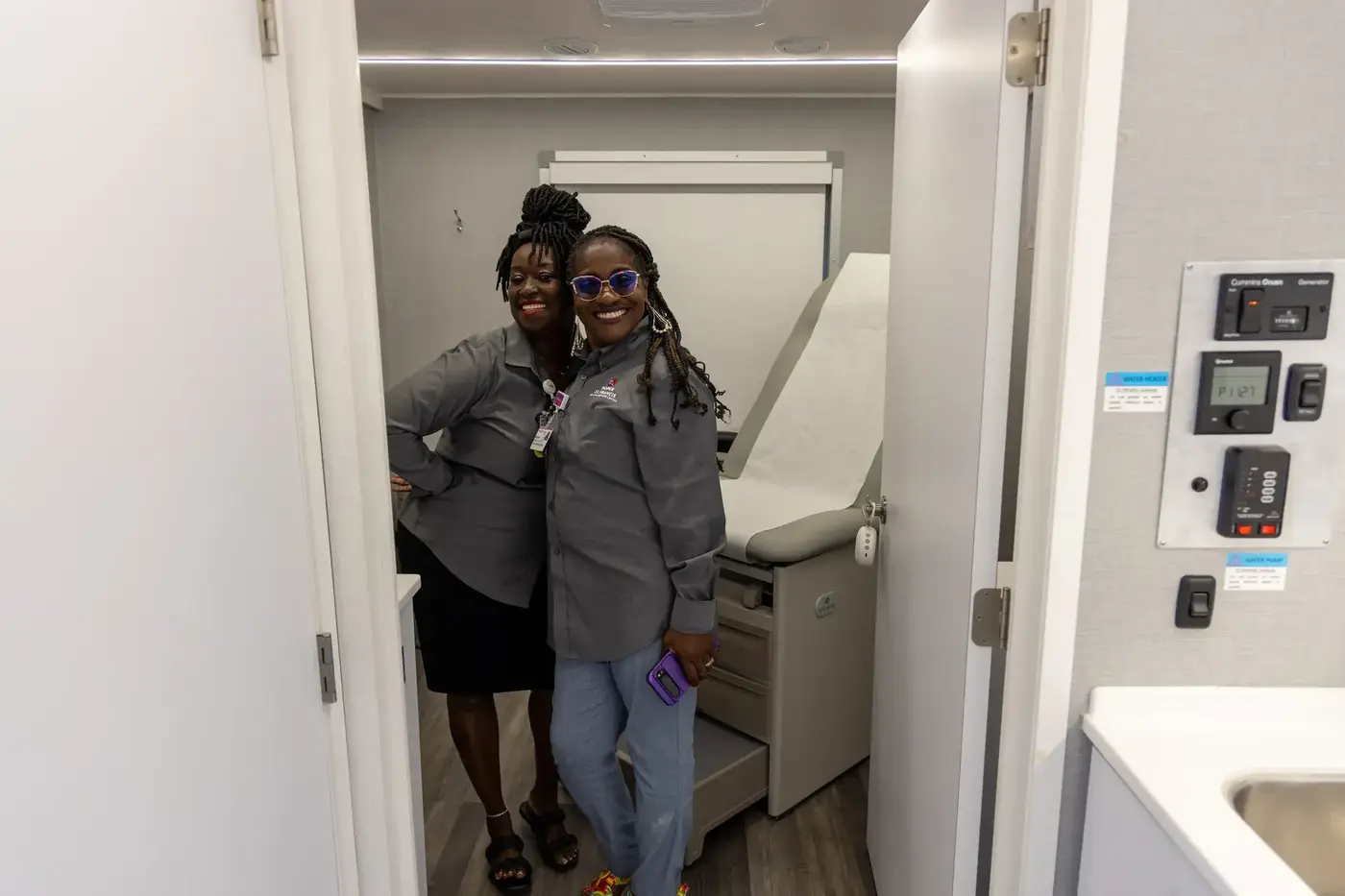 Health Services employees inside unit