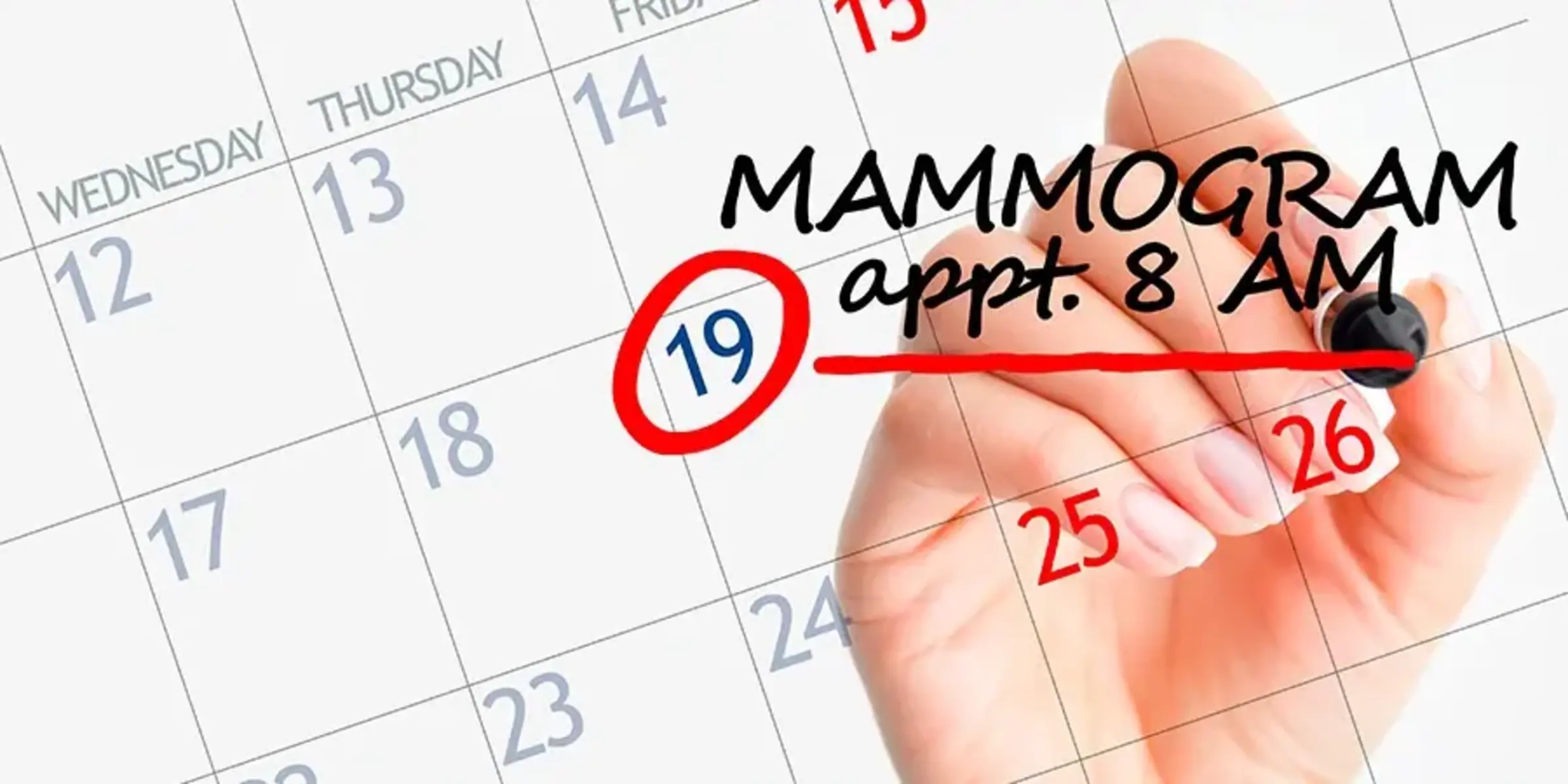 Mammography appointment on calendar