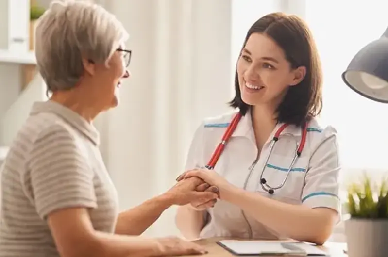 oncology nurse and patient
