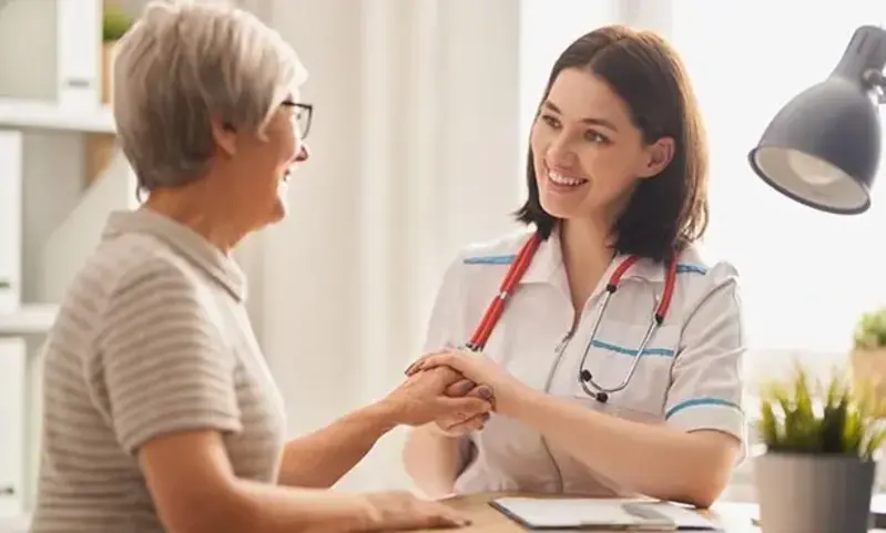 oncology nurse and patient