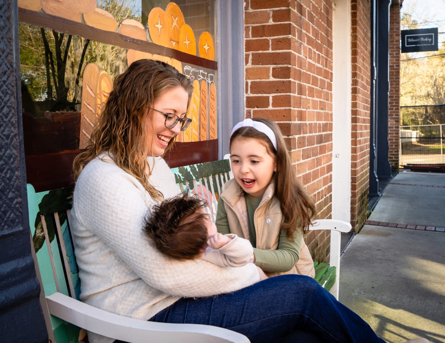 Mom with baby and child