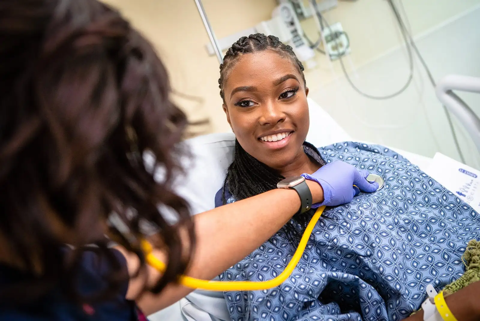 Female patient having her heart checked