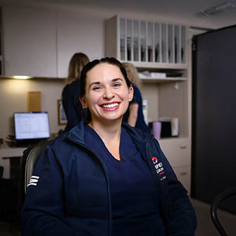 female worker smiling
