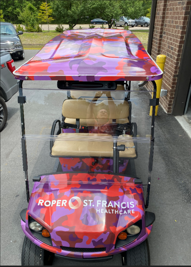 Roper St. Francis themed golf cart