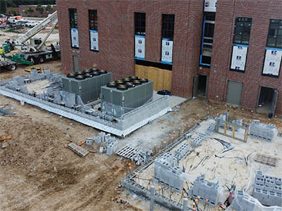 Sawmill enclosure masonry progress and chillers set July 2025 thumbnail