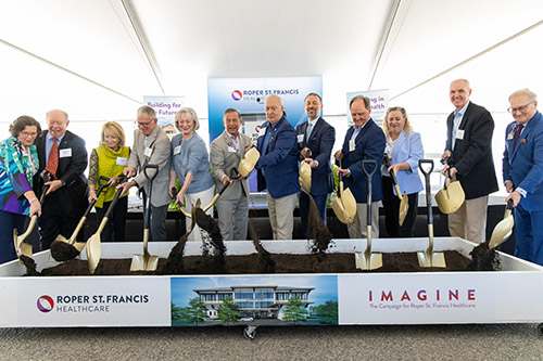 Leadership with shovels at Mount Pleasant Health Pavilion Groundbreaking