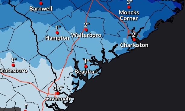 charleston snowfall 2026